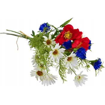 umělá květina Kytice bílých kopretin s vlčím mákem 70 cm