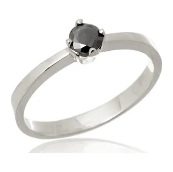 Prsten Prsten z bílého zlata s černým briliantem BP0112BF + DÁREK ZDARMA