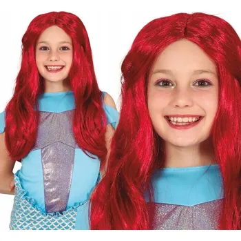 Karnevalová paruka Dětská paruka Mořská panna červená dlouhé vlasy