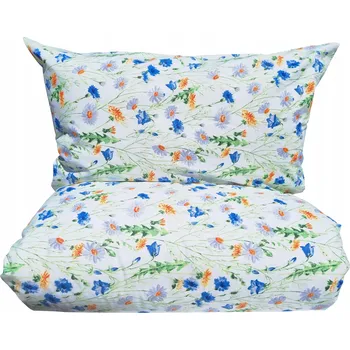 Povlečení Sada povlečení květiny louka chrpy 220x200 bavlna plochá matná bílá