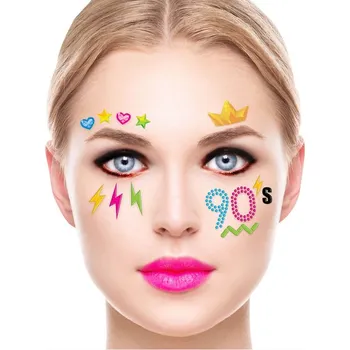 Karnevalový doplněk Samolepky Bižuterie Křišťály Ozdoba na Obličej Disco 90. Léta Karneval Ples