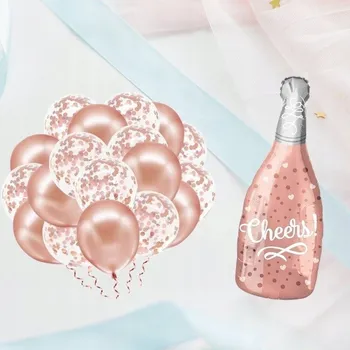 Balónek SUPER Sada Narozeninových Balónků s Lahví Šampaňského Cheers 21ks MK731