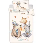 Béžové bavlněné dětské povlečení do postýlky 100x135 cm Animals "Woodland" – Jerry Fabrics ID_1770292