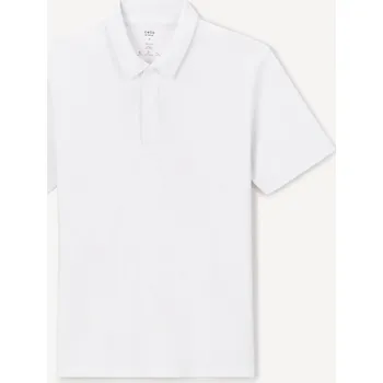 Pánské tričko Celio Polo tričko pique Jeterne COOLMAX 1146318 Bílá XXL