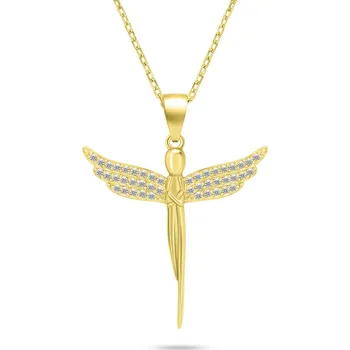 Náhrdelník Brilio Silver Půvabný pozlacený náhrdelník Andělíček se zirkony NCL132Y + 2 měsíce na vrácení zboží