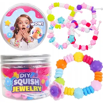 dětská sada na výrobu šperků DIY SADA GUMIČEK NA VÝROBU SQUISHY BIŽUTERIE, NÁRAMKŮ A KORÁLKŮ, 100 DÍLŮ