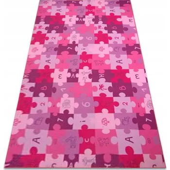 Koberec Dětský Koberec PUZZLE fialový ABECEDA ZVÍŘÁTEK SKLÁDAČKA 350x400 cm