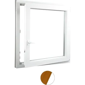 Okno ALUPLAST Plastové okno jednokřídlo dekor/bílé 100x110 Barva: Oregon/bílá, Otvírání: Pravé, Zasklení: Dvojsklo Ug= 1,1