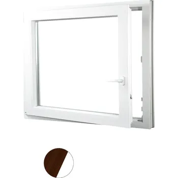 Okno ALUPLAST Plastové okno jednokřídlo dekor/bílé 100x90 Barva: Tmavý dub/bílá, Otvírání: Levé, Zasklení: Dvojsklo Ug= 1,1