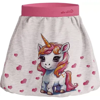 Dívčí sukně Dívčí bavlněná sukně Dráče Ola - vzor 22 - světle šedá - jednorožec