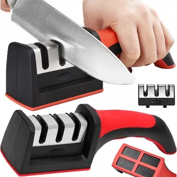 OSTRZAŁKA DO NOŻY KUCHENNYCH OSTRZENIA OSEŁKA TŘÍFÁZOVÝ 3V1 RUČNÍ, ČERNÝ