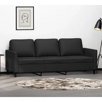 Pohovka zahrada-XL 3místná pohovka černá 180 cm umělá kůže 359338