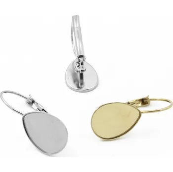 Materiál na výrobu šperku Nerezové Mechanické náušnice kapky 14x10mm - Nerez SL