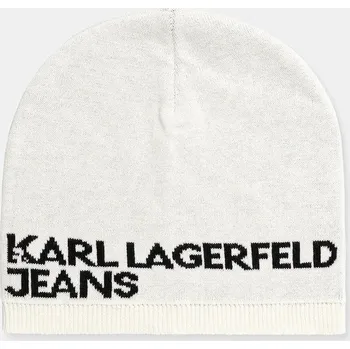 Čepice Bavlněná čepice Karl Lagerfeld Jeans béžová barva, z tenké pleteniny, A3M33113 01D, vel. ONE SIZE
