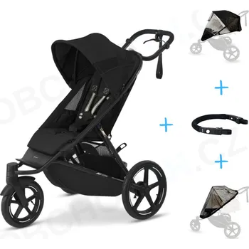 Kočárek Set 4v1 Cybex Avi Spin Moon Black + pláštěnka Thule + ochranná síť + madlo