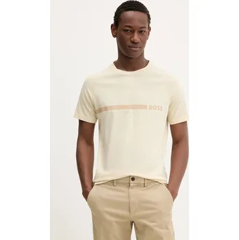 Pánská móda Bavlněné tričko BOSS T-Shirt RN Slim Fit 50517970 béžová 08X, vel. S