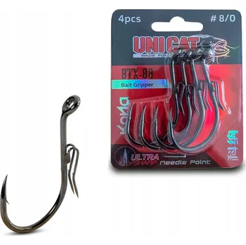 Rybářský háček Zemní háčky s protihrotem Uni Cat Kona BTX 88 Bait Gripper 4 ks