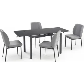 Jídelní set Jídelní set 4+1 JASPER černý/šedý