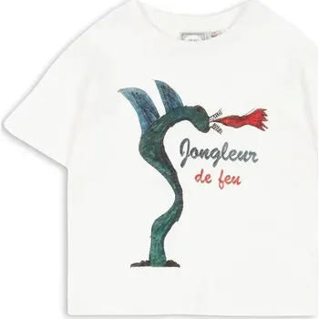 Chlapecké oblečení Dětské tričko s příměsí lnu Konges Sløjd RHW X KS JONGLEUR TEE OCS KS103606 bílá 00X, vel. 98