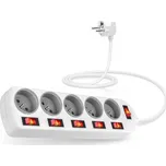 Kabel CONNECT IT prodlužovací přívod 230V 2m, 5 zásuvek s vypínači, bílý