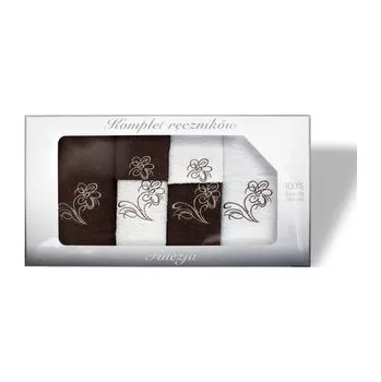 RĘCZNIK KPL.FINEZJA 6 SZT/2x30X50+2x50X90+2x70X140/ FROTTE BIAŁY/BRĄZ