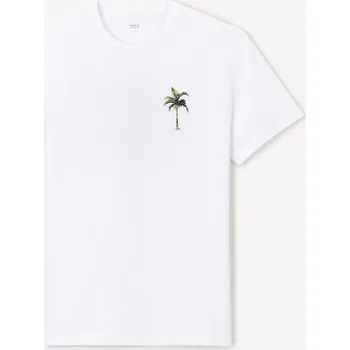 Pánské oblečení Celio Bavlněné tričko Jebeach 1148325 Bílá M