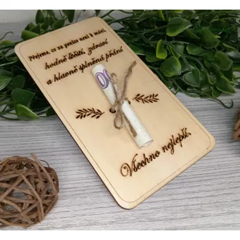 Obálka Dřevěná ozdobná obálka na peníze k narozeninám