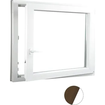 Okno ALUPLAST Plastové okno jednokřídlo dekor/bílé 150x100 Barva: Ořech/bílá, Otvírání: Pravé, Zasklení: Dvojsklo Ug= 1,1