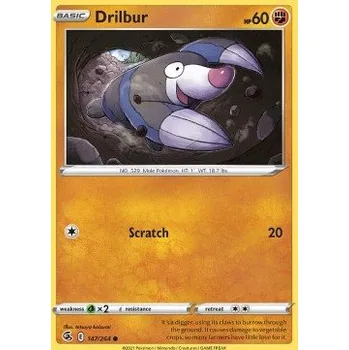 Karetní hra Pokémon FST 147/264 Drilbur - Fusion Strike Stav: Near Mint, Verze: REVERSE HOLO