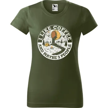 Dámské tričko s potiskem I like coffee Barva trička: Khaki - 09, Velikost: S