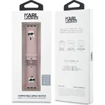 Řemínek KARL LAGERFELD pro Apple Watch 42mm / 44mm / 45mm / 49mm - silikonový - Karl a Choupette NFT - růžový