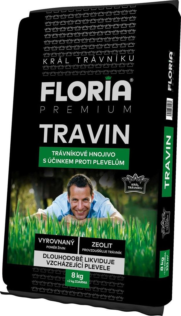 Floria Travin Trávníkové hnojivo proti plevelům, 8 + 2 kg zadarmo, 333 m² 17094