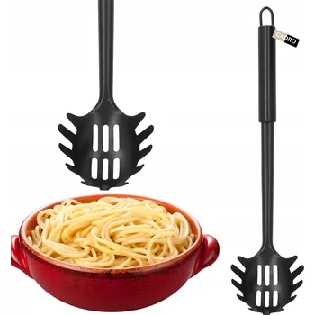 Naběračka Naběračka na špagety, kuchyňská, ocelová, černá, robustní, 30 cm