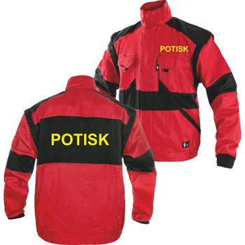 ON-DESIGN Montérková blůza s potiskem Velikost: 62, Barva: červená