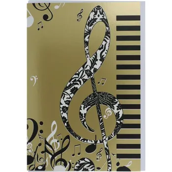 Přání bez textu s motivem černý houslový klíč na zlatém pozadí