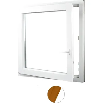 Okno ALUPLAST Plastové okno jednokřídlo dekor/bílé 80x90 Barva: Oregon/bílá, Otvírání: Levé, Zasklení: Dvojsklo Ug= 1,1