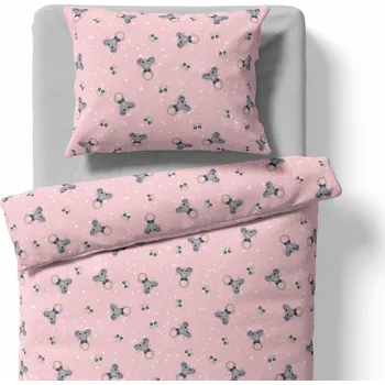Povlečení Lamatex Dětské povlečení do postýlky – chrastítko Myšák – růžová