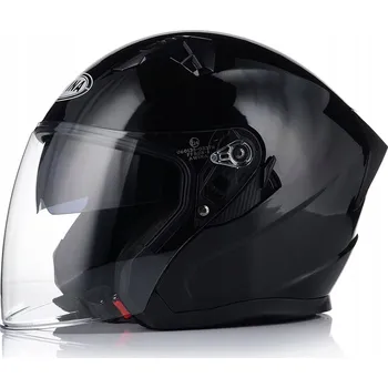 Helma na motorku MOTOCYKLOVÁ PŘILBA AWINA JK528 Černá Otevřená Jet Přilba s Blendou ECE22R06 (S)