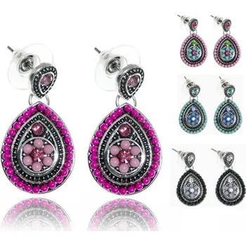 Náušnice Prosperk Náušnice etno kapka s kytkou ornamenty Barva: Modrá