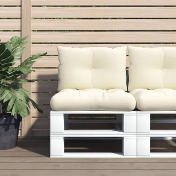 Matrace zahrada-XL Podušky na palety 2 ks krémové textil 360836