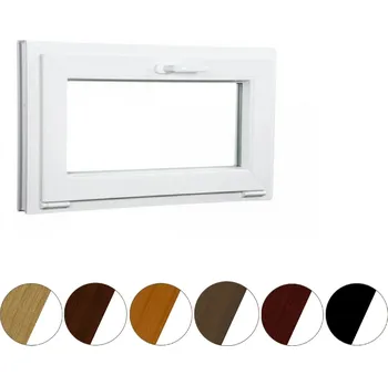 Okno ALUPLAST Sklopné plastové okno dekor/bílé 90x50 Zasklení: Dvojsklo Ug= 1,1