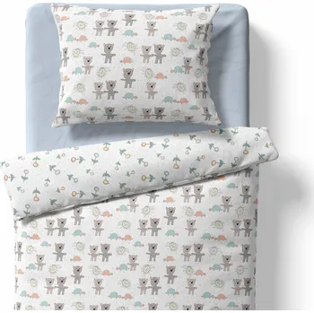 Povlečení Lamatex Dětské povlečení – Medvídek a želva – bílá