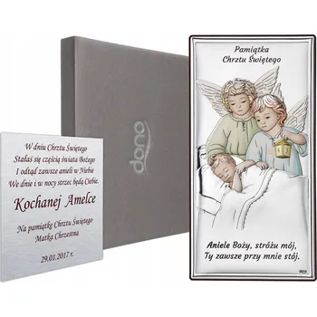 Obraz STŘÍBRNÝ OBRÁZEK Anděl strážný PRO DĚTI DÁREK KE KŘTINÁM 8563081831