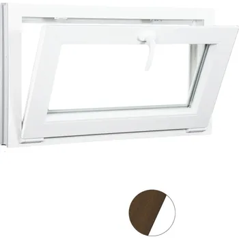 Okno ALUPLAST Sklopné plastové okno dekor/bílé 110x60 Barva: Ořech/bílá, Zasklení: Dvojsklo Ug= 1,1