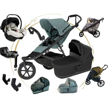 Kočárek Akční MAXI set Thule Urban Glide 3 UNI s autosedačkou PIXEL PRO Barva korbičky:: Tinted Taupe, Barva autosedačky:: Beige, Barva kočárku:: Mist Green Magnetic
