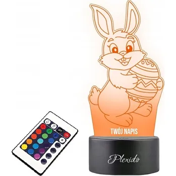 Dekorativní svítidlo LAMPKA na SKLE Zajíček Velikonoce Plexido 3D LED RGB + DÁLKOVÝ OVLADAČ 16 BAREV