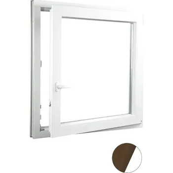 Okno ALUPLAST Plastové okno jednokřídlo dekor/bílé 130x140 Barva: Ořech/bílá, Otvírání: Pravé, Zasklení: Dvojsklo Ug= 1,1