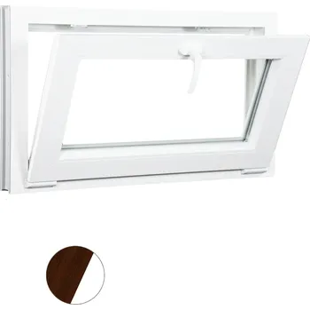 Okno ALUPLAST Sklopné plastové okno dekor/bílé 130x60 Barva: Tmavý dub/bílá, Zasklení: Dvojsklo Ug= 1,1