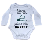 LK Baits body dlouhý rukáv 0-4 měsíců Mámo zabal pleny zelený nápis