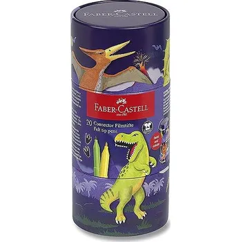 FABER-CASTELL Connector Dinosaurus v plechové dóze, 20 barev